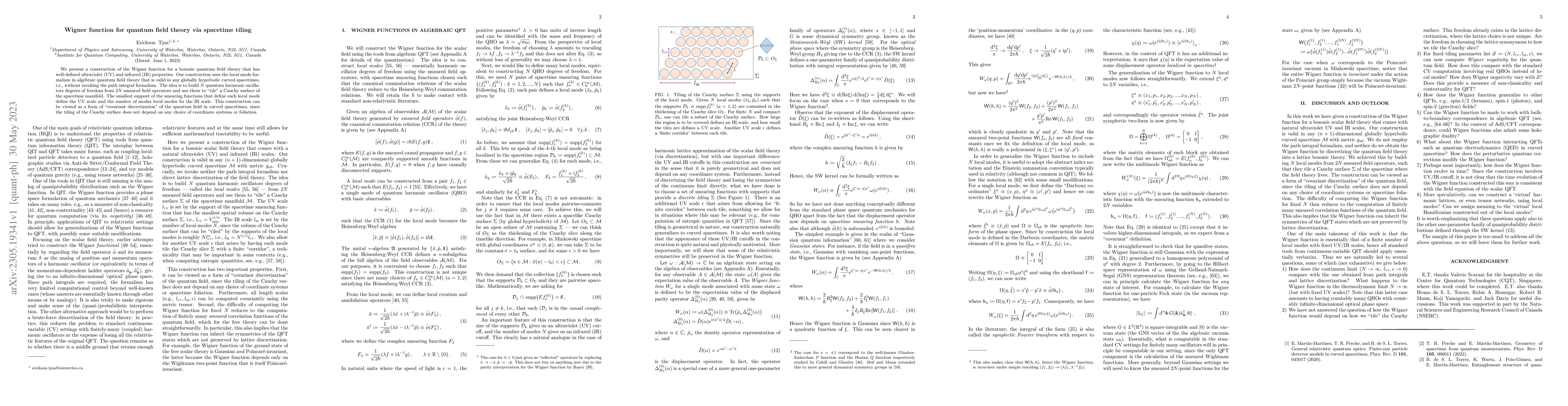 Thumbnail for Wigner function for quantum field theory via spacetime tiling