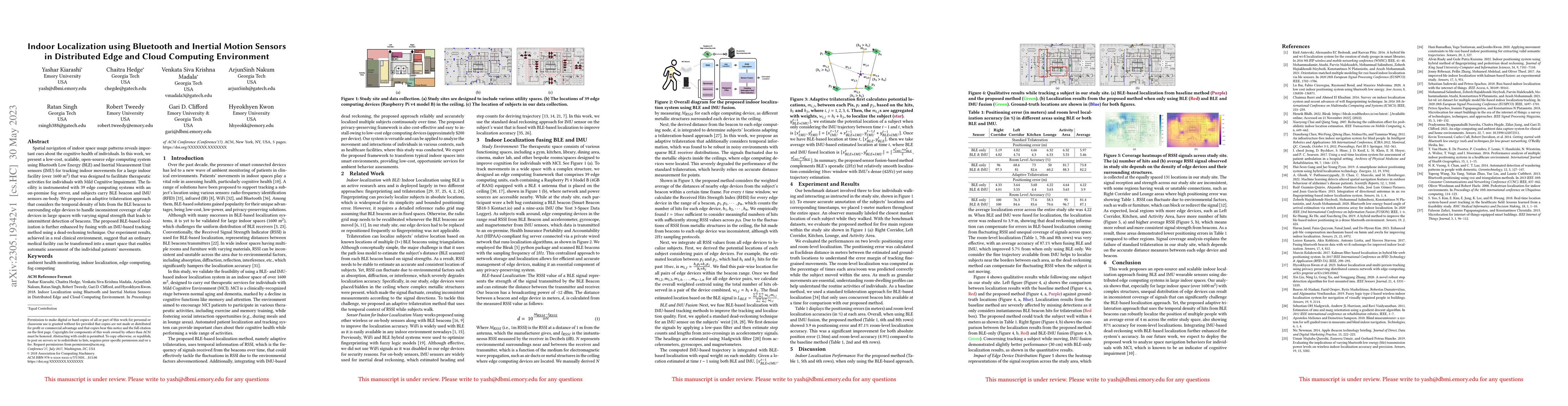 Thumbnail for Indoor Localization using Bluetooth and Inertial Motion Sensors in
  Distributed Edge and Cloud Computing Environment