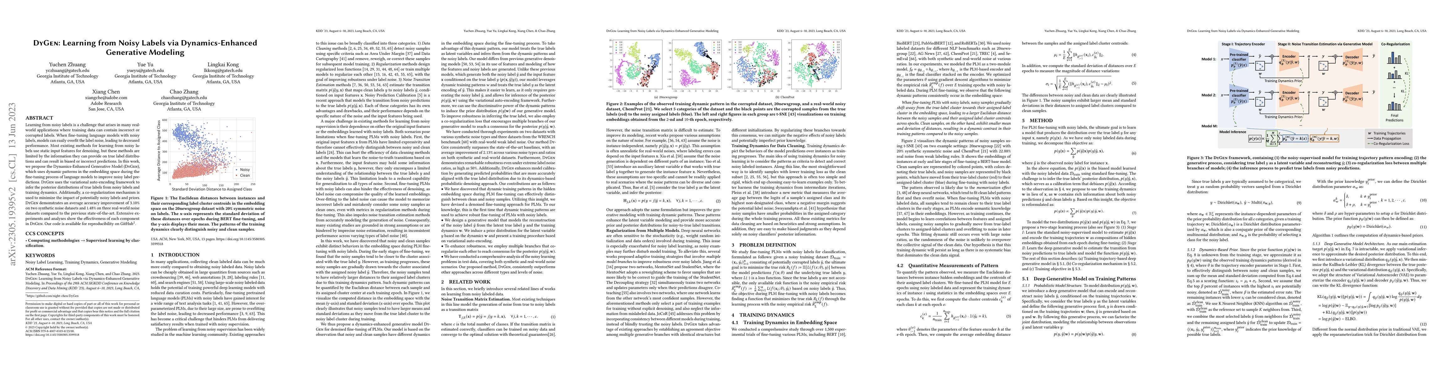 Thumbnail for DyGen: Learning from Noisy Labels via Dynamics-Enhanced Generative
  Modeling