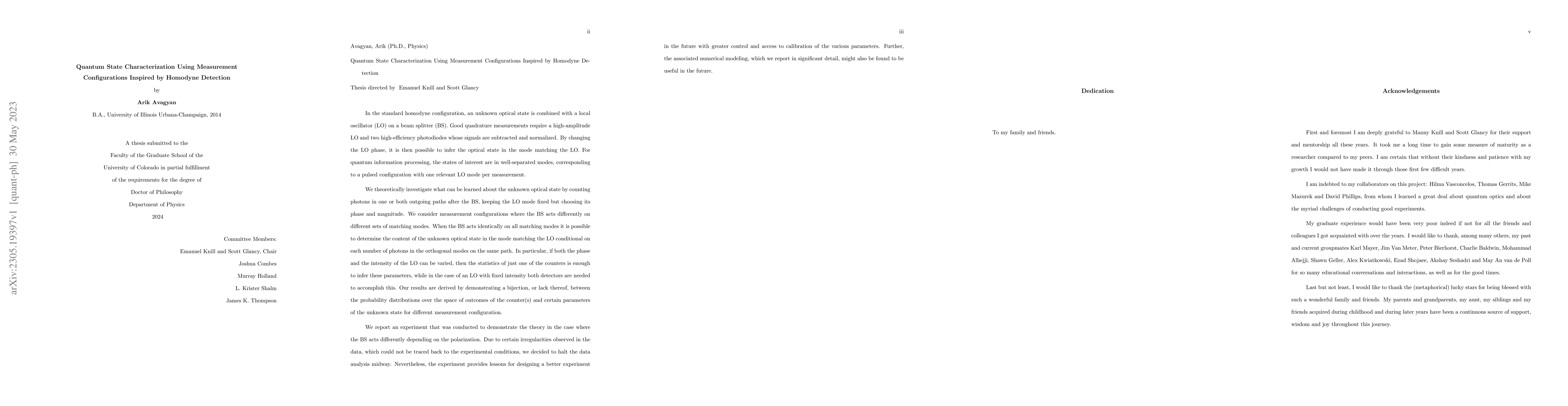Thumbnail for Quantum State Characterization Using Measurement Configurations Inspired
  by Homodyne Detection