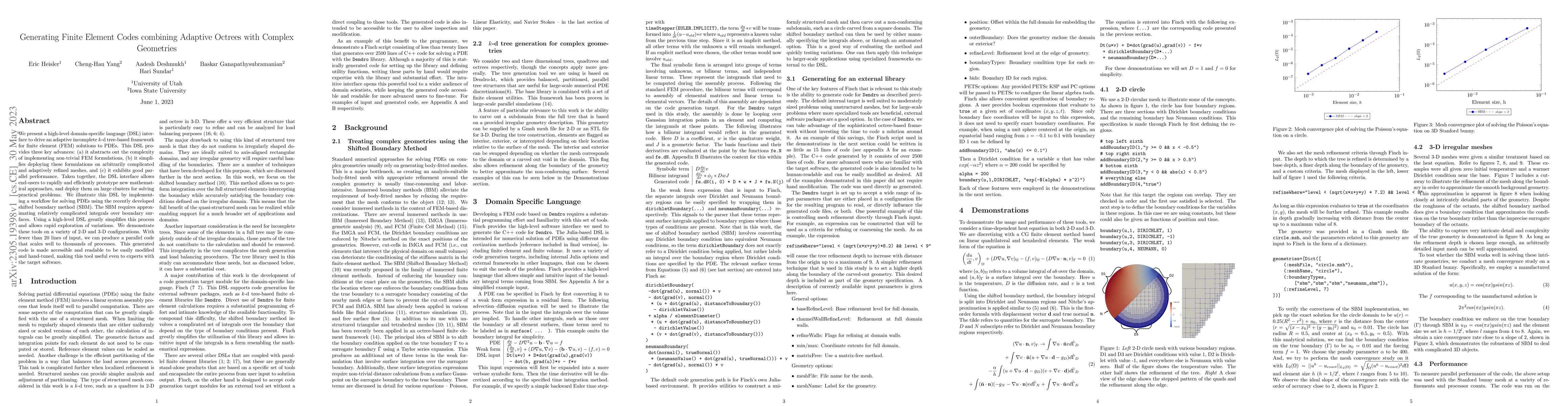 Thumbnail for Generating Finite Element Codes combining Adaptive Octrees with Complex
  Geometries