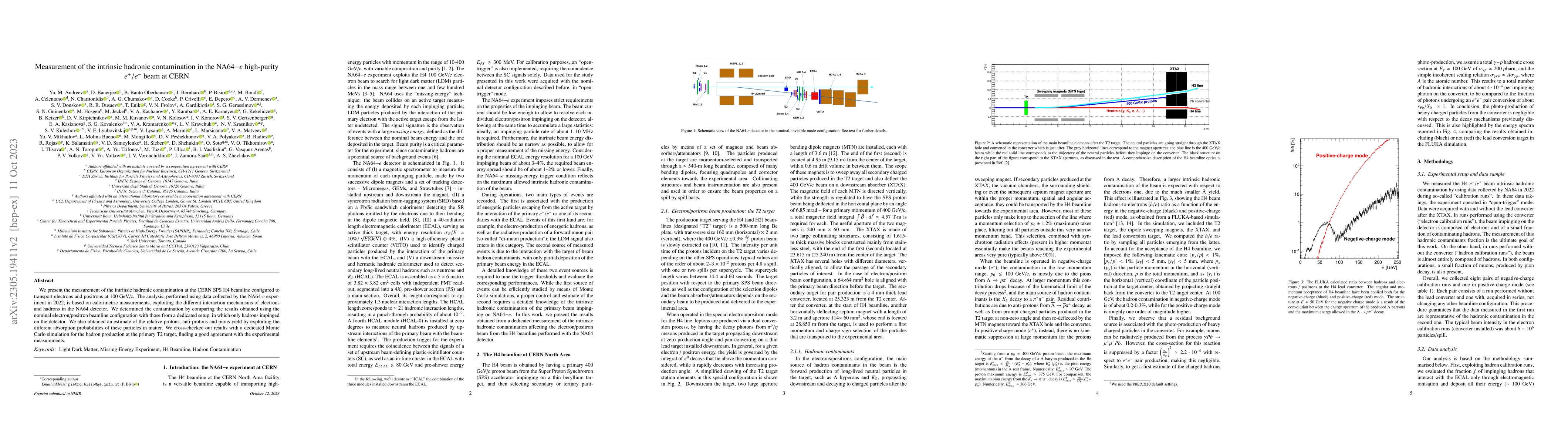 Thumbnail for Measurement of the intrinsic hadronic contamination in the NA64$-e$
  high-purity $e^+/e^-$ beam at CERN