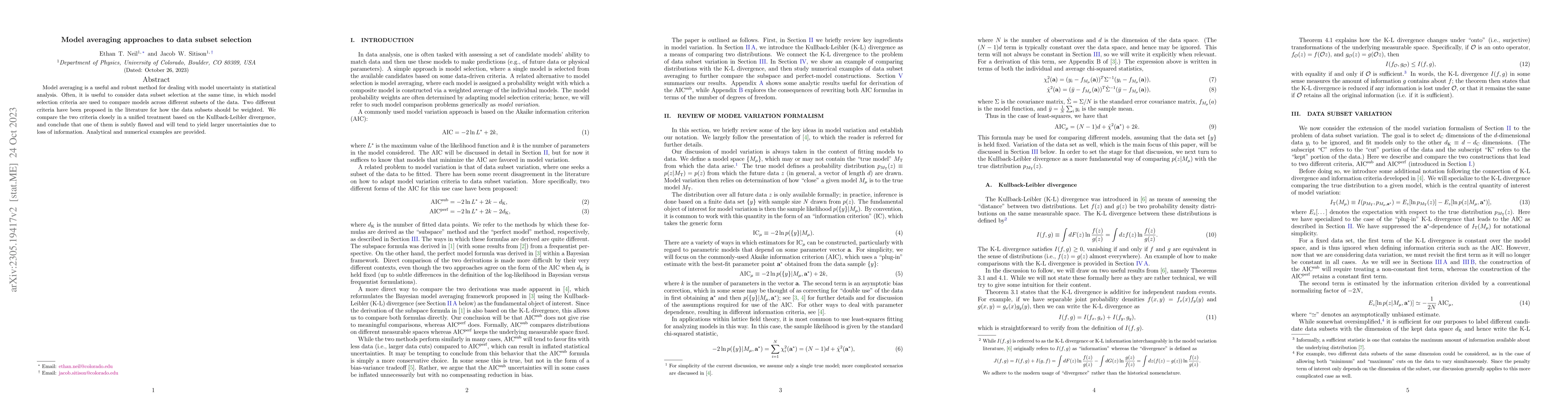 Thumbnail for Model averaging approaches to data subset selection