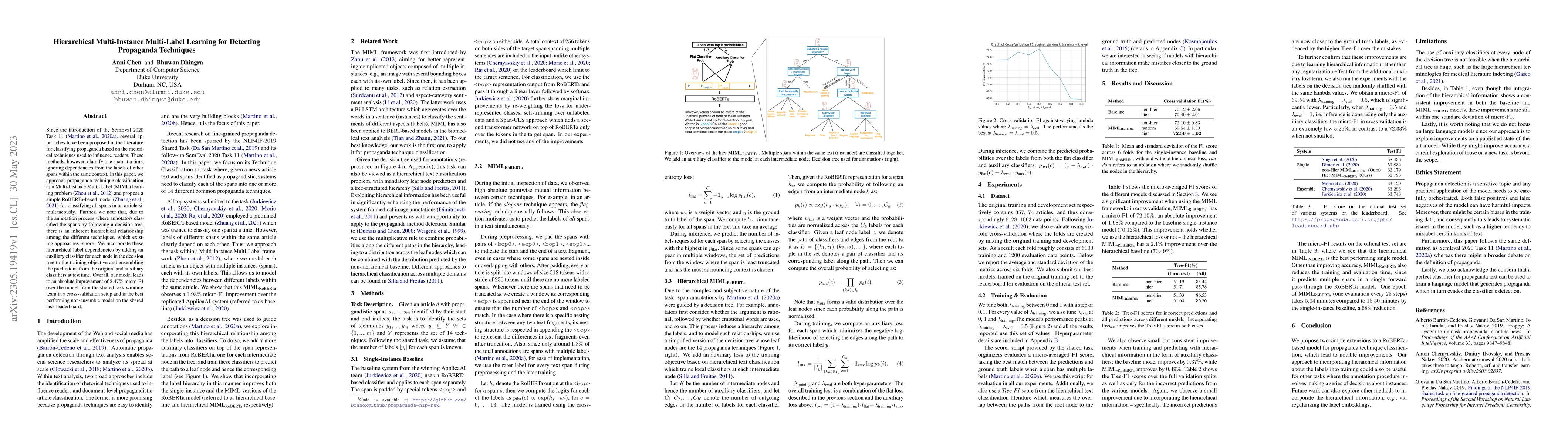 Thumbnail for Hierarchical Multi-Instance Multi-Label Learning for Detecting
  Propaganda Techniques