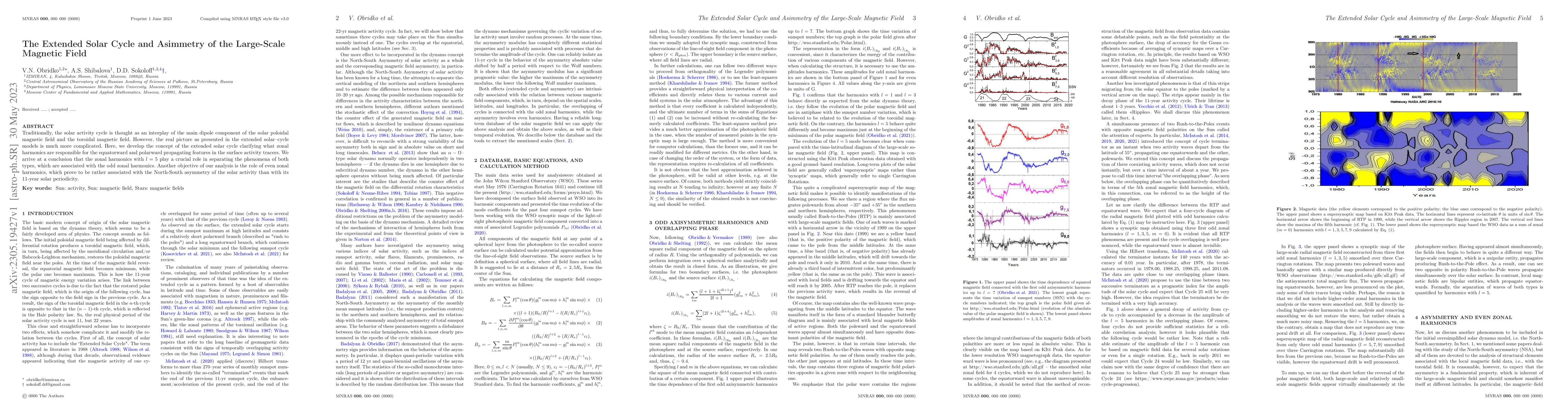 Thumbnail for The Extended Solar Cycle and Asymmetry of the Large-Scale Magnetic Field