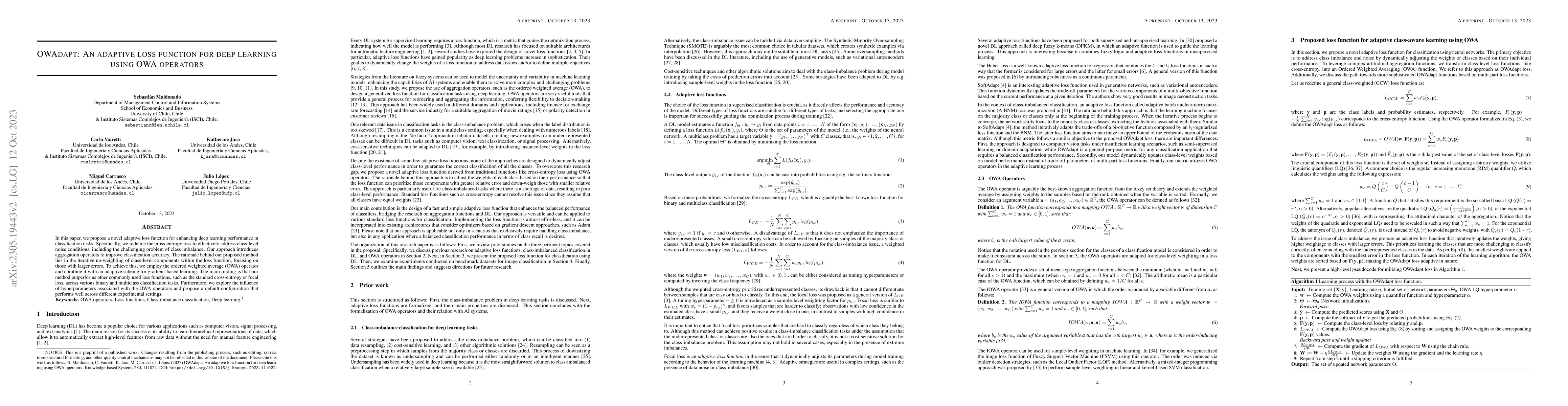 Thumbnail for OWAdapt: An adaptive loss function for deep learning using OWA operators