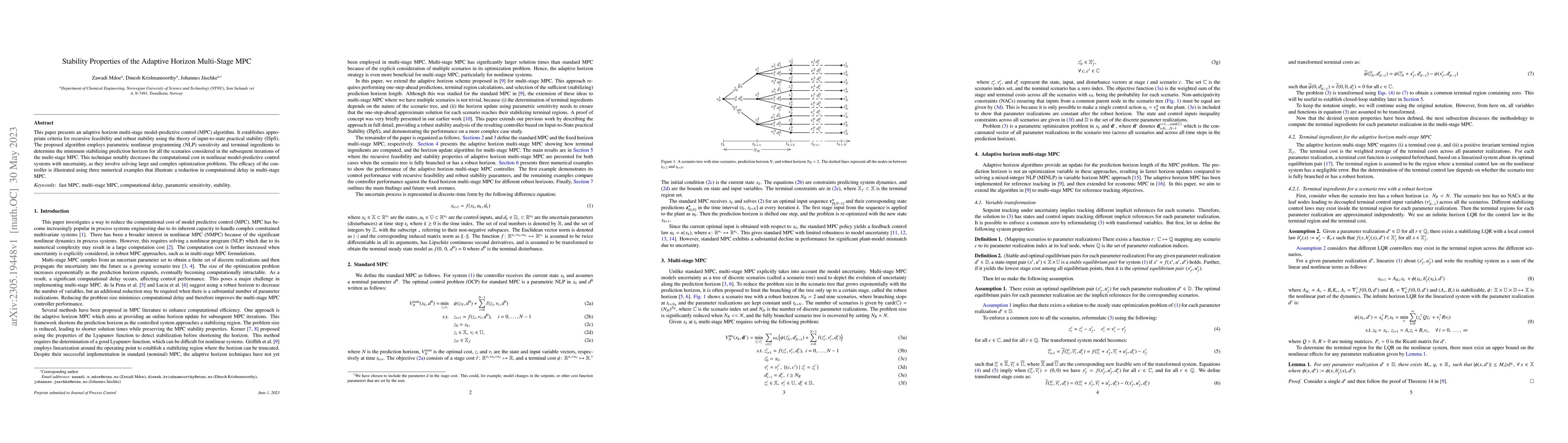 Thumbnail for Stability Properties of the Adaptive Horizon Multi-Stage MPC
