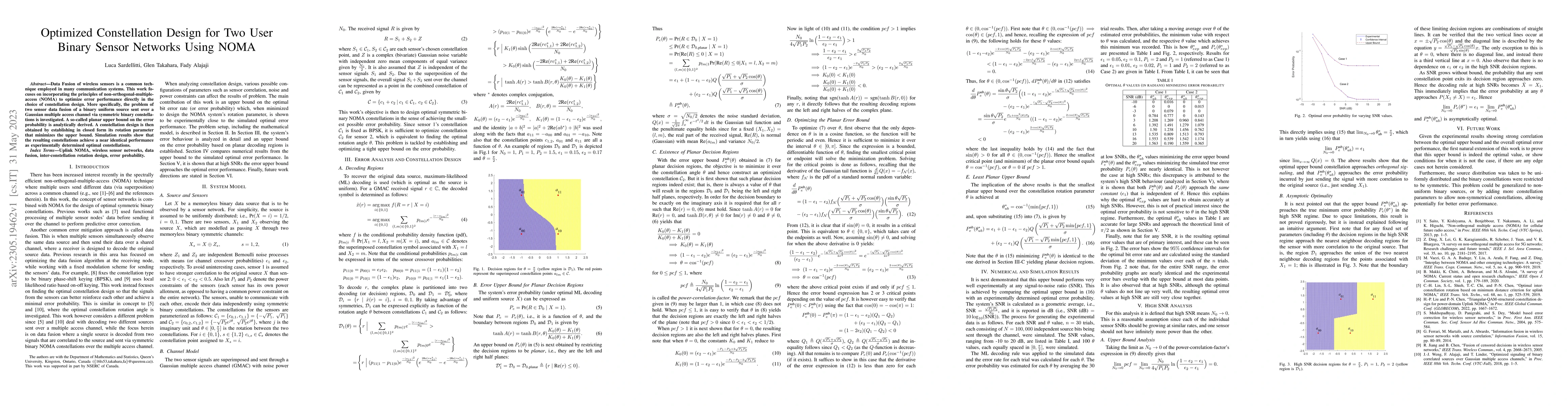 Thumbnail for Optimized Constellation Design for Two User Binary Sensor Networks Using
  NOMA