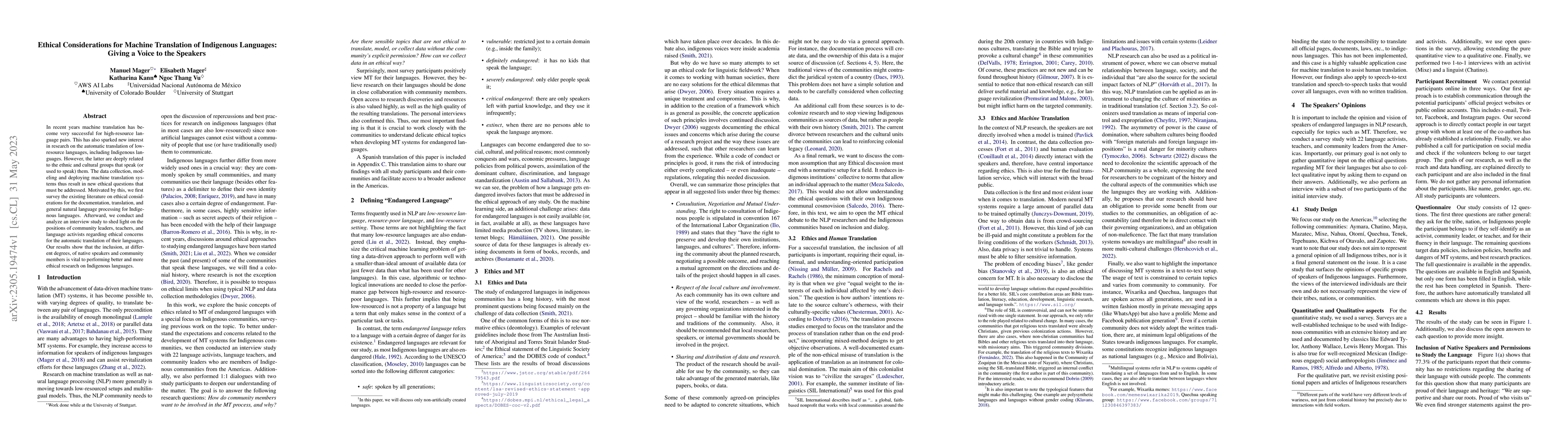 Thumbnail for Ethical Considerations for Machine Translation of Indigenous Languages:
  Giving a Voice to the Speakers