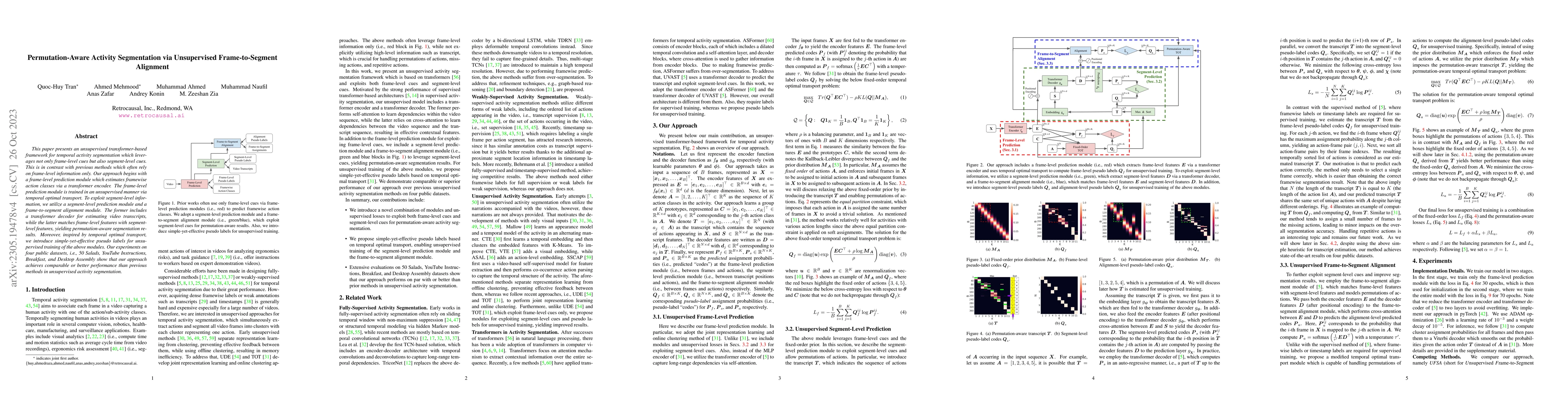 Thumbnail for Permutation-Aware Action Segmentation via Unsupervised Frame-to-Segment
  Alignment