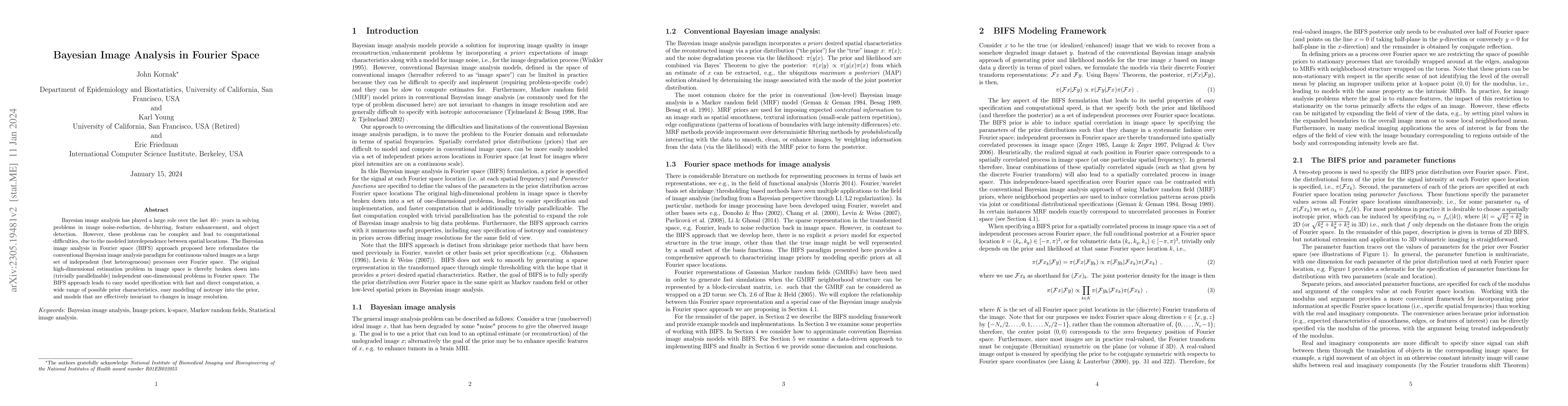 Thumbnail for Bayesian Image Analysis in Fourier Space