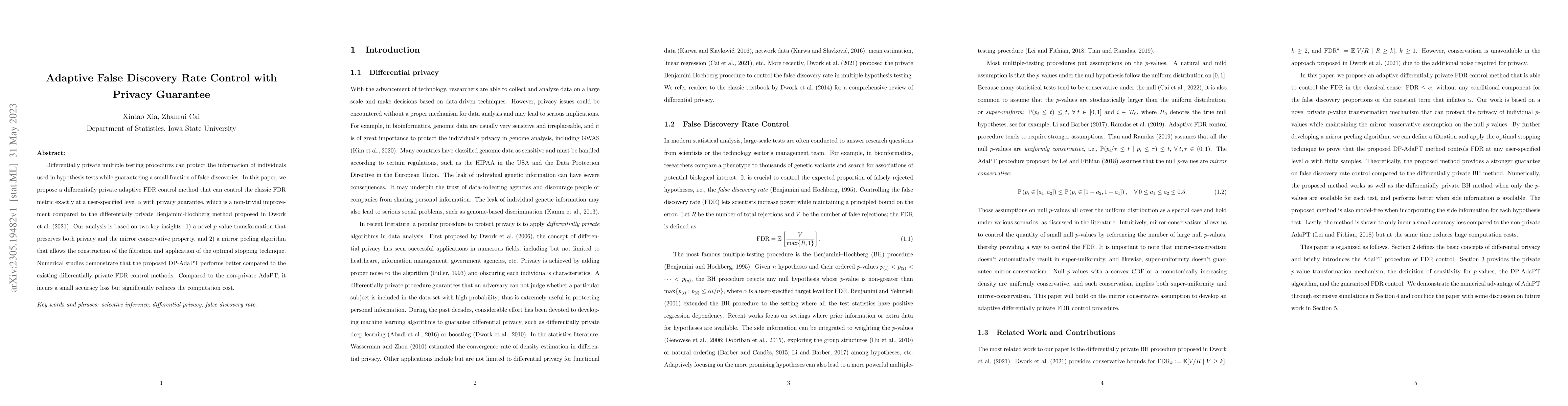 Thumbnail for Adaptive False Discovery Rate Control with Privacy Guarantee