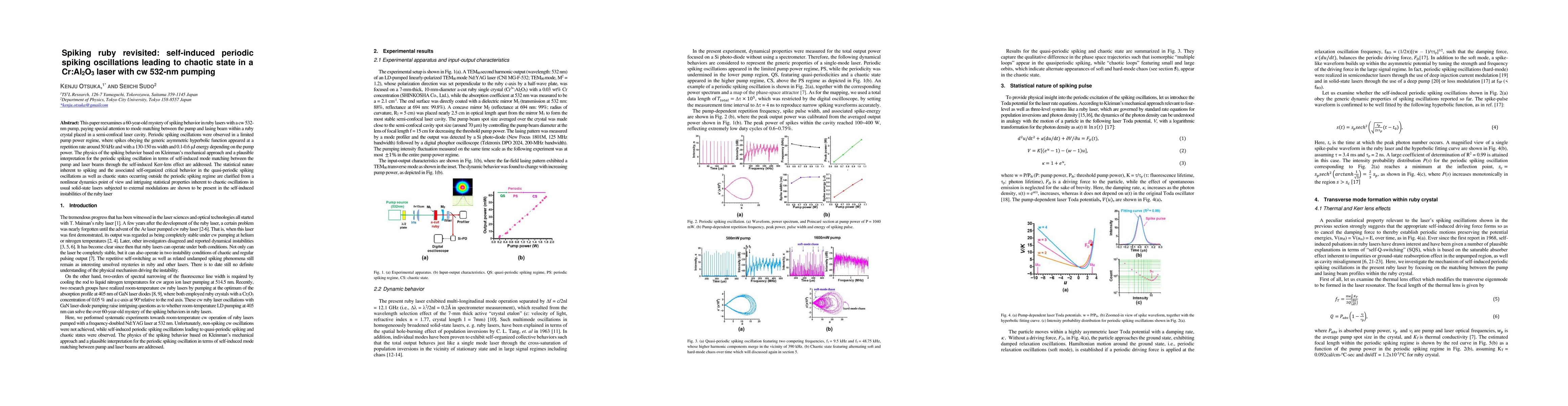 Thumbnail for Spiking ruby revisited: self-induced periodic spiking oscillations
  leading to chaotic state in a Cr:Al2O3 laser with cw 532-nm pumping