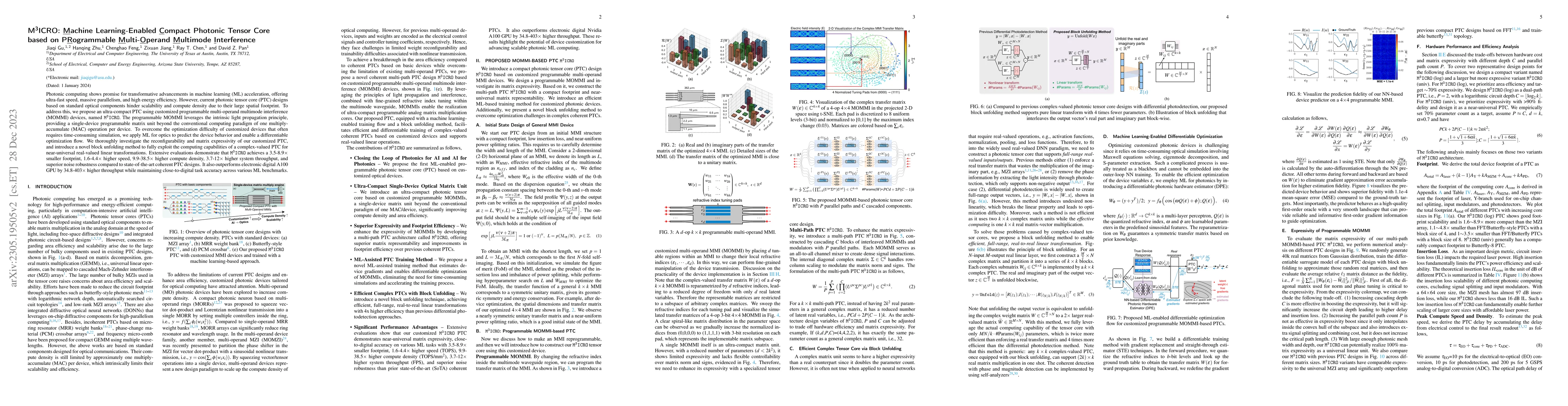 Thumbnail for M3ICRO: Machine Learning-Enabled Compact Photonic Tensor Core based on
  PRogrammable Multi-Operand Multimode Interference