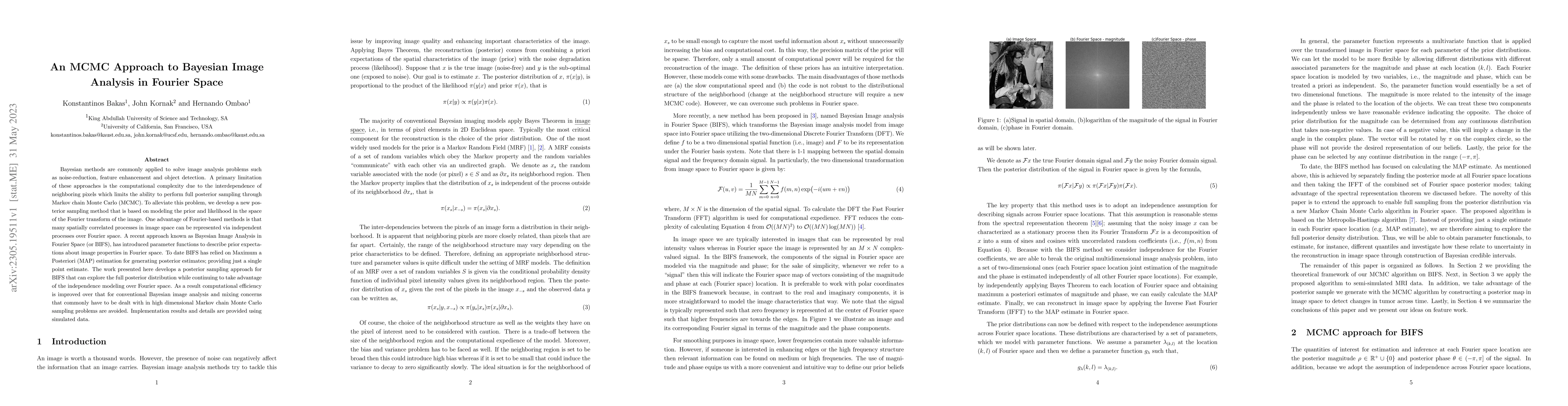 Thumbnail for An MCMC Approach to Bayesian Image Analysis in Fourier Space