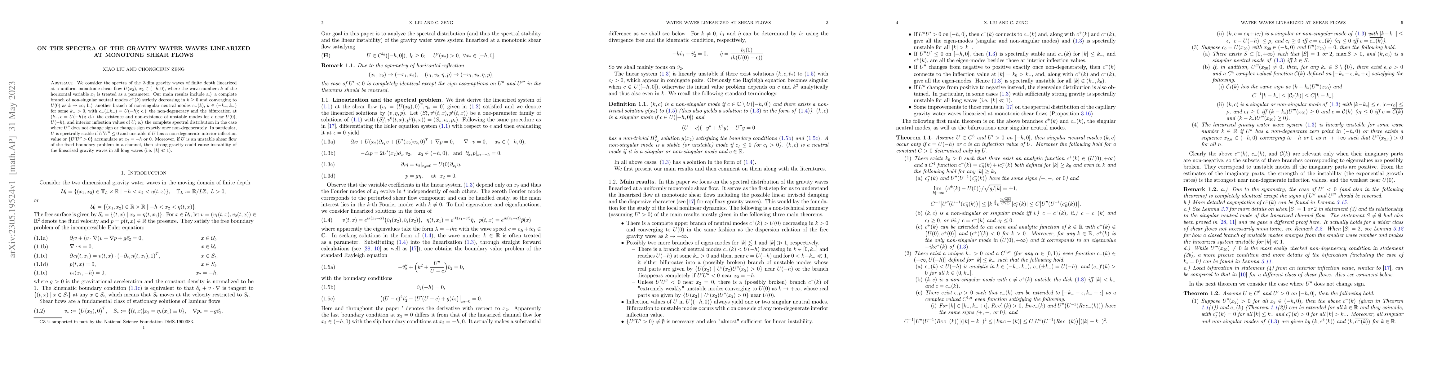 Thumbnail for On the spectra of the gravity water waves linearized at monotone shear
  flows