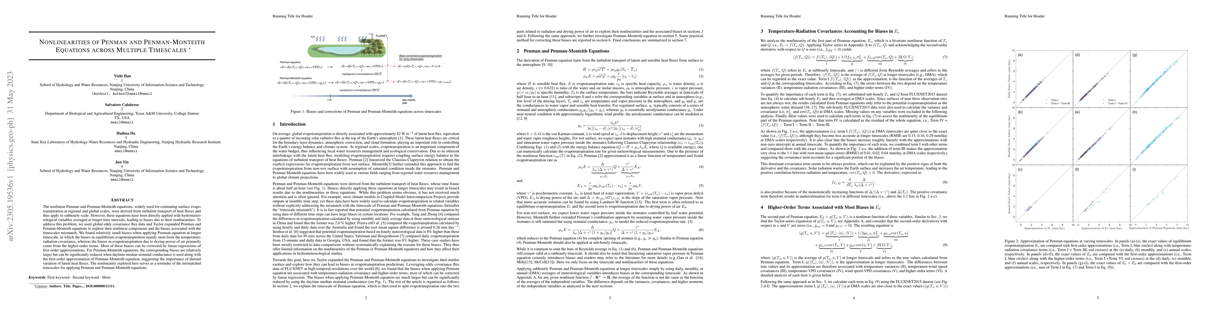 Thumbnail for Nonlinearities of Penman and Penman-Monteith Equations across Multiple
  Timescales