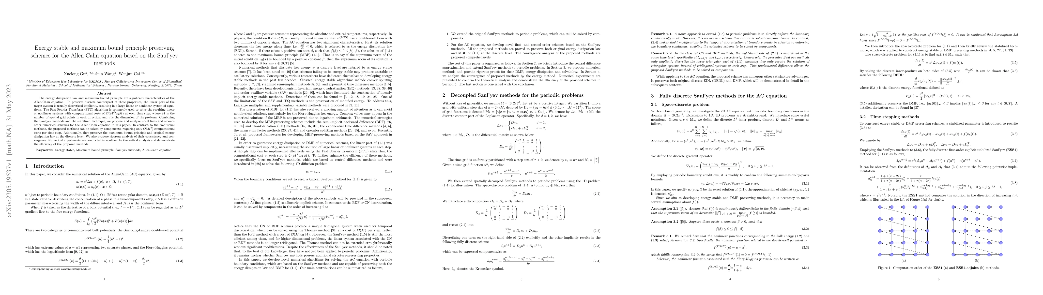 Thumbnail for Energy stable and maximum bound principle preserving schemes for the
  Allen-Cahn equation based on the Saul'yev methods