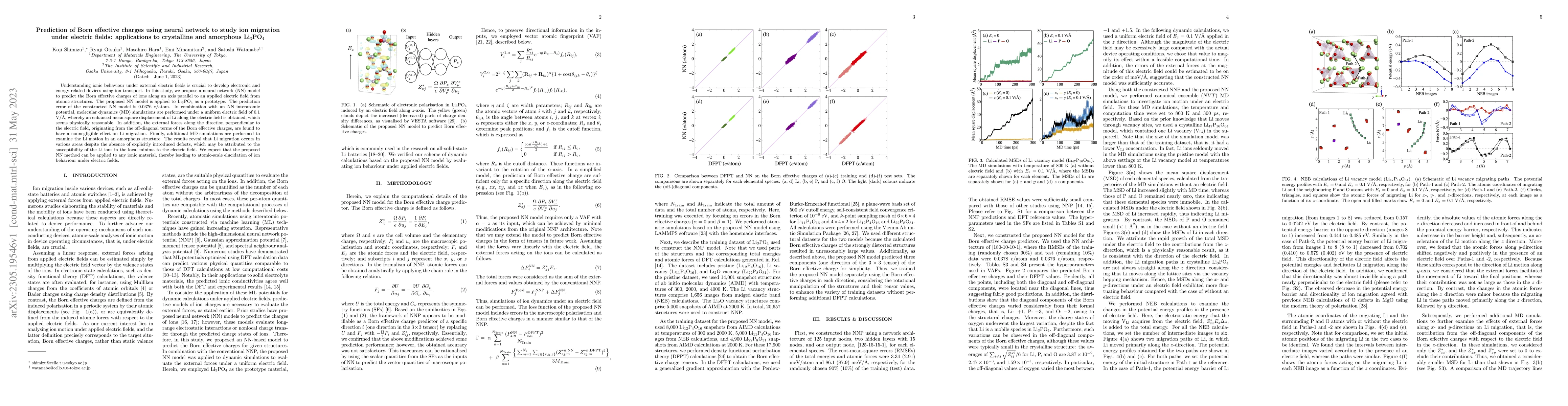 Thumbnail for Prediction of Born effective charges using neural network to study ion
  migration under electric fields: applications to crystalline and amorphous
  Li$_3$PO$_4$