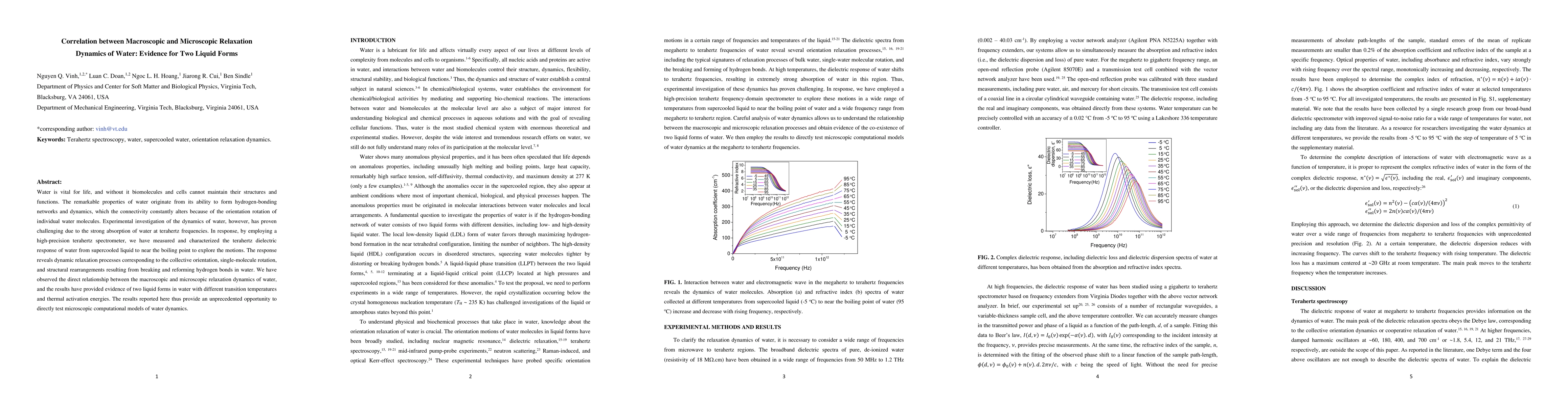 Thumbnail for Correlation between Macroscopic and Microscopic Relaxation Dynamics of
  Water: Evidence for Two Liquid Forms