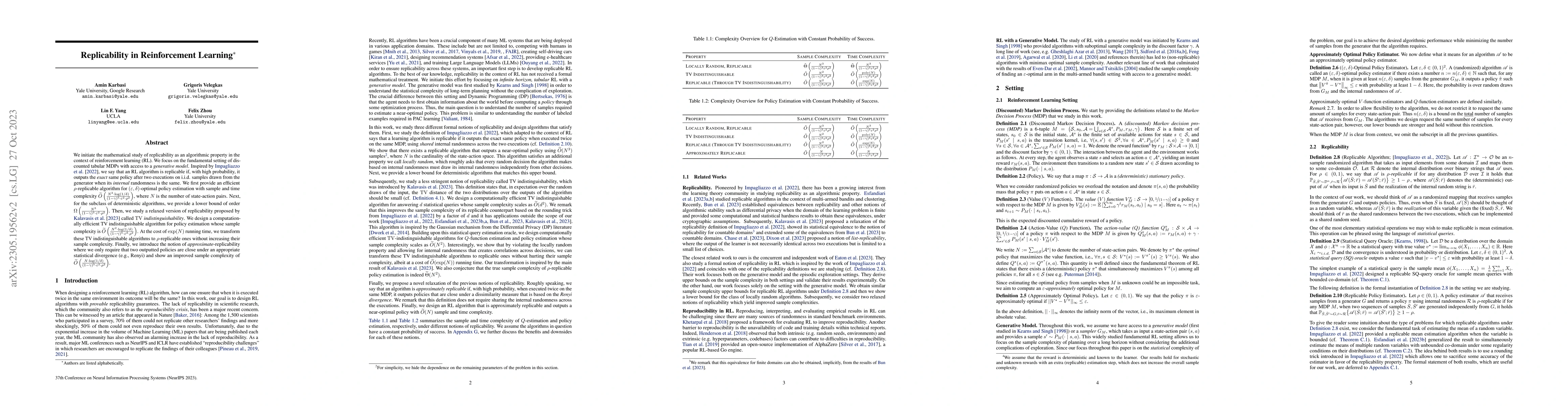 Thumbnail for Replicability in Reinforcement Learning
