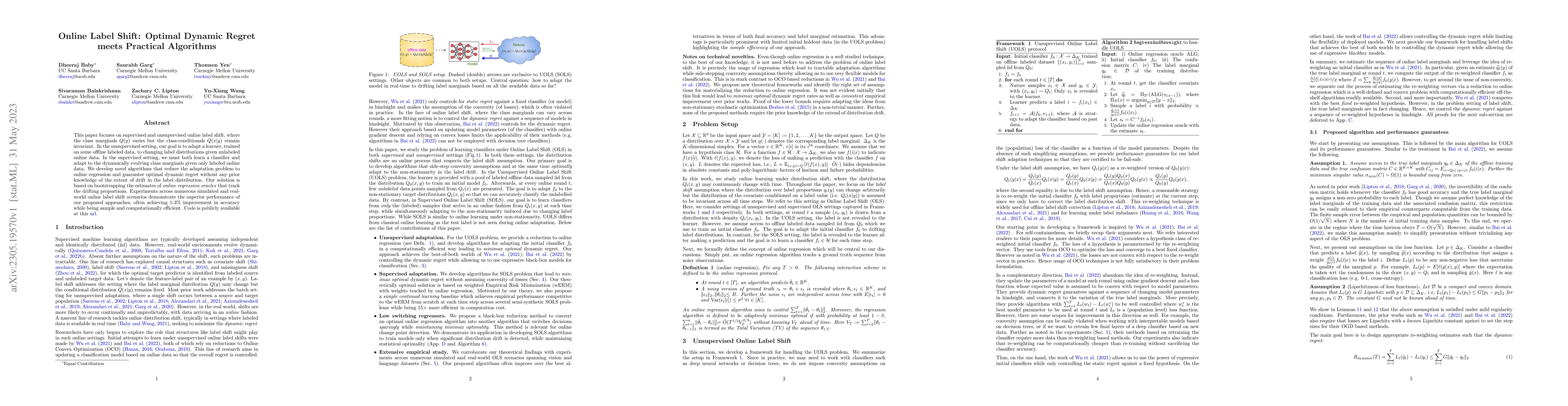 Thumbnail for Online Label Shift: Optimal Dynamic Regret meets Practical Algorithms
