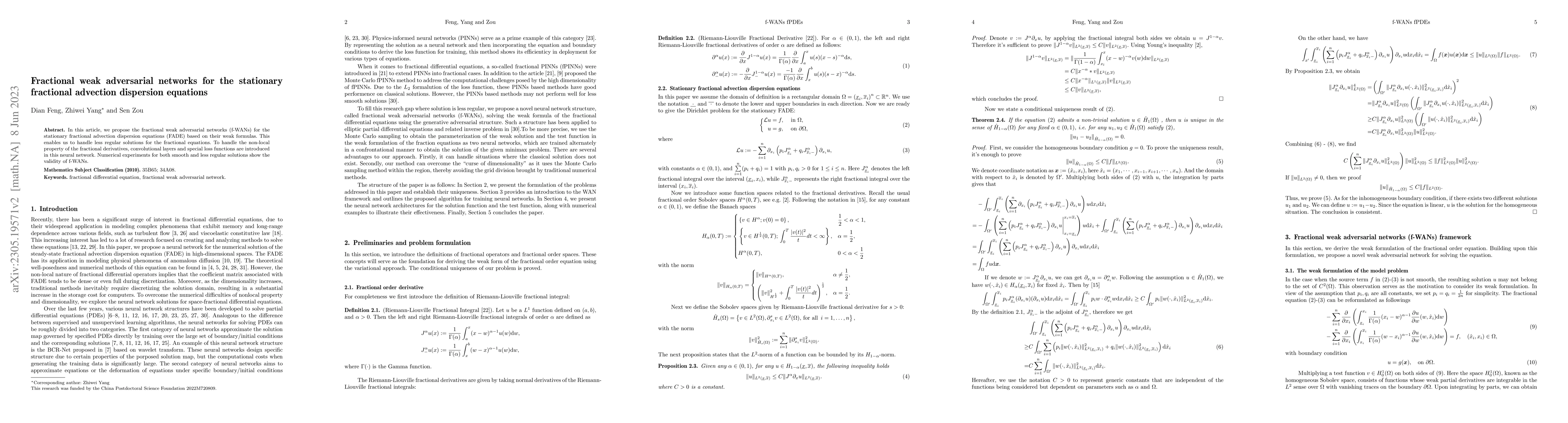 Thumbnail for Fractional weak adversarial networks for the stationary fractional
  advection dispersion equations