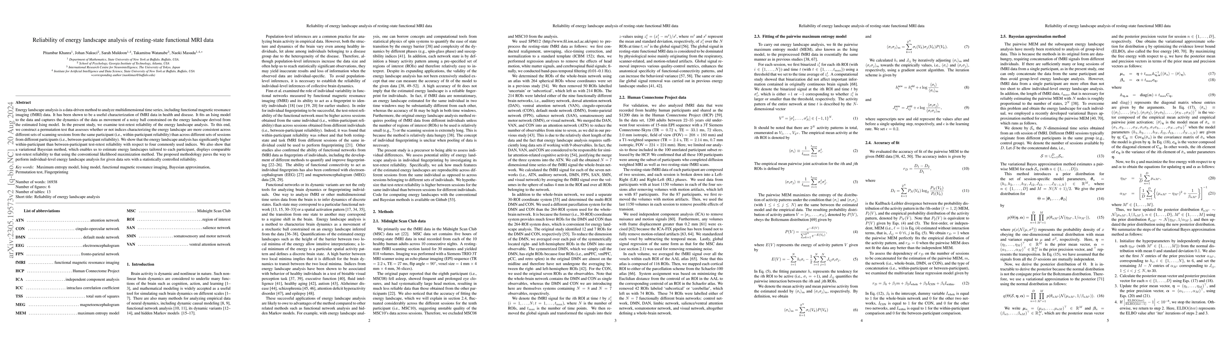 Thumbnail for Reliability of energy landscape analysis of resting-state functional MRI
  data