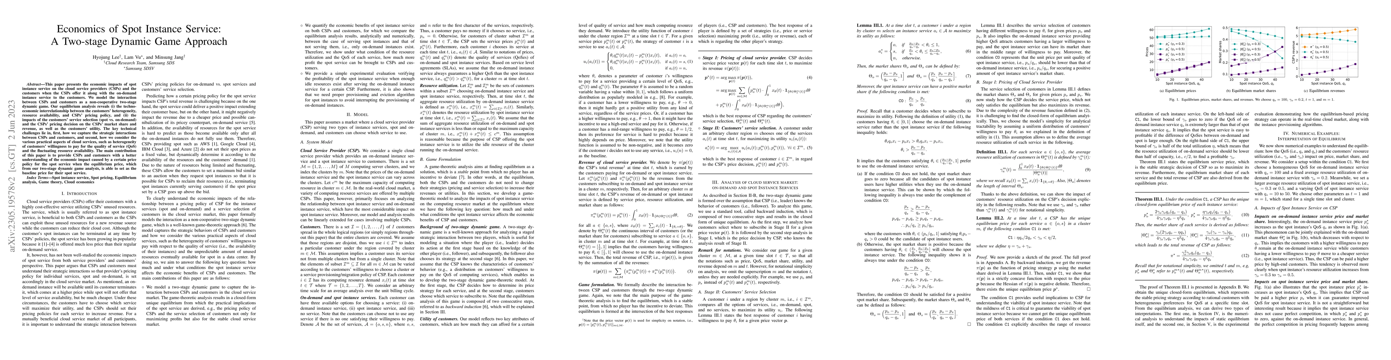 Thumbnail for Economics of Spot Instance Service: A Two-stage Dynamic Game Apporach