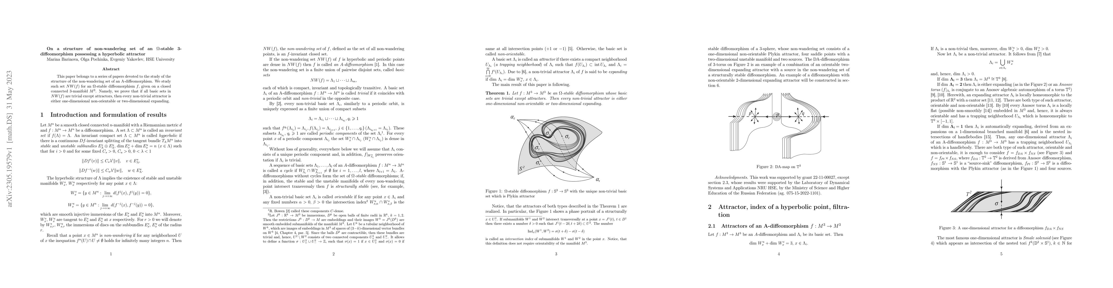 Thumbnail for On a structure of non-wandering set of an $\Omega$-stable
  3-diffeomorphism possessing a hyperbolic attractor