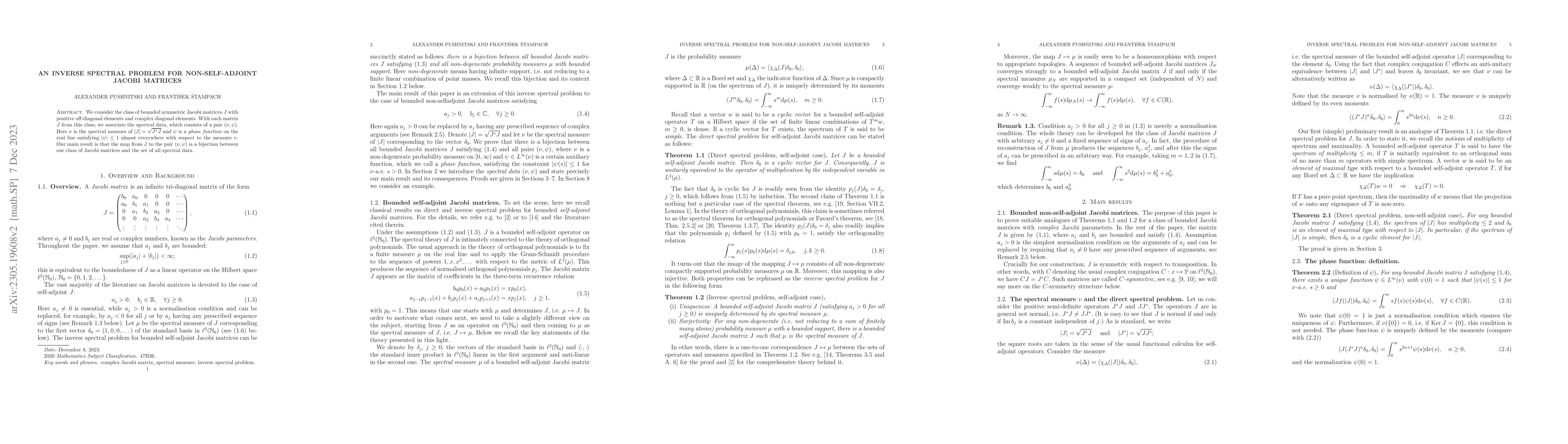 Thumbnail for An inverse spectral problem for non-self-adjoint Jacobi matrices