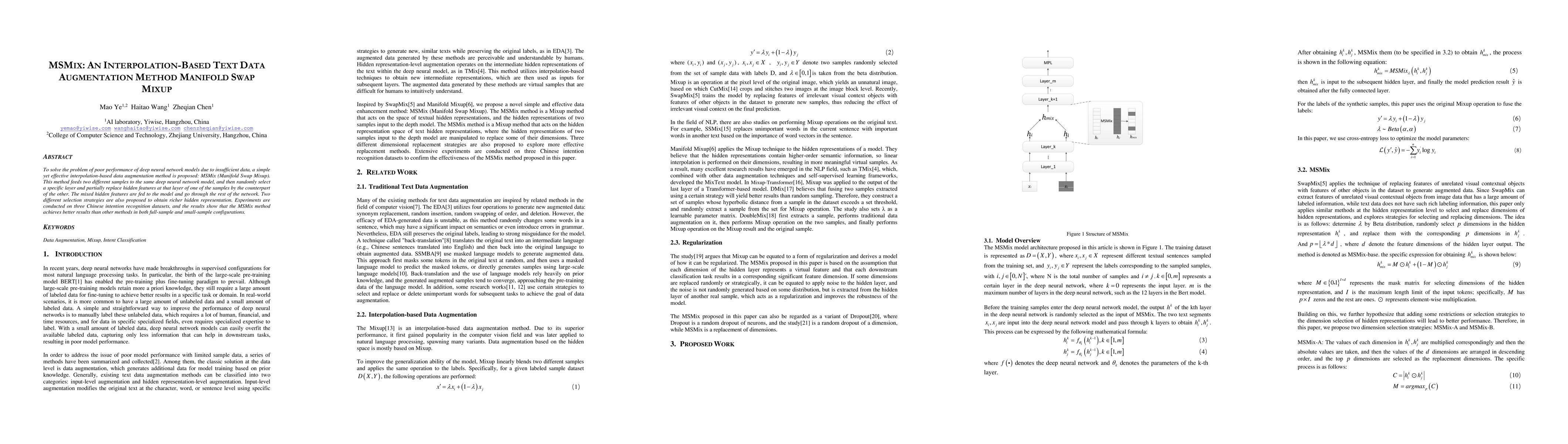 Thumbnail for MSMix:An Interpolation-Based Text Data Augmentation Method Manifold Swap
  Mixup
