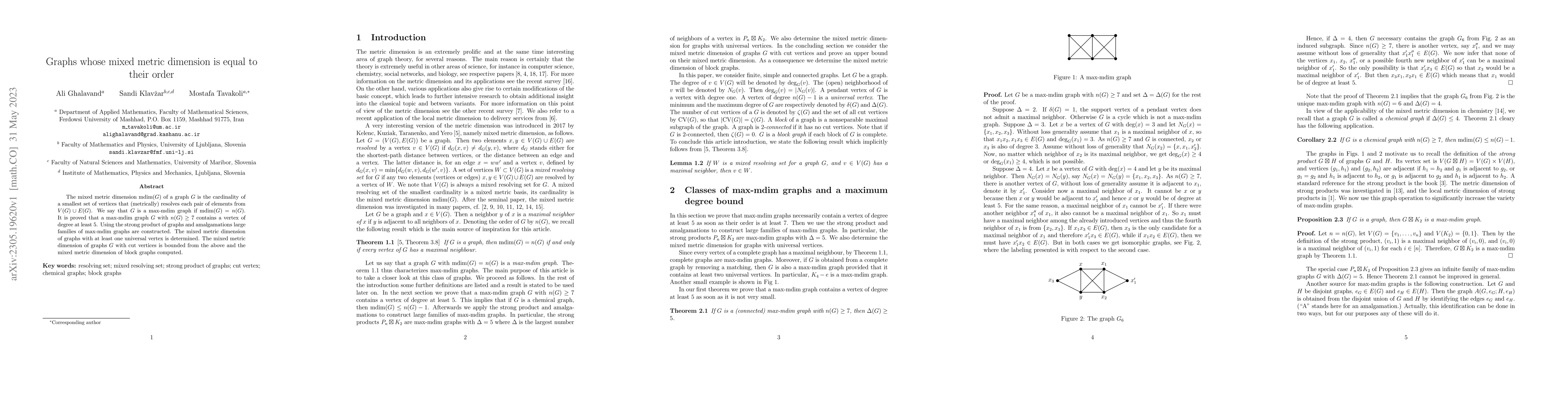 Thumbnail for Graphs whose mixed metric dimension is equal to their order