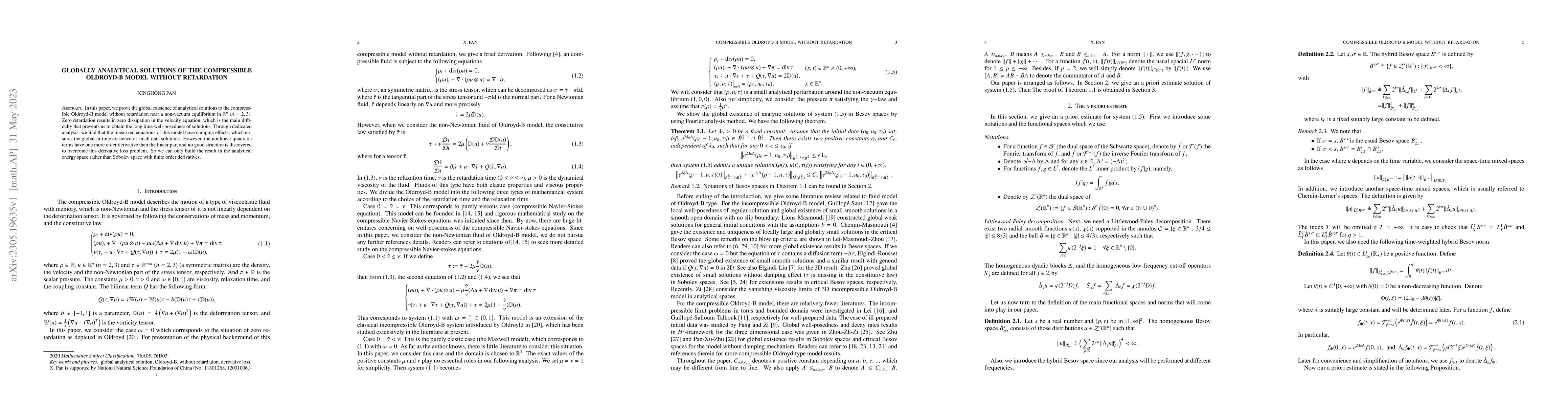 Thumbnail for Globally analytical solutions of the compressible Oldroyd-B model
  without retardation