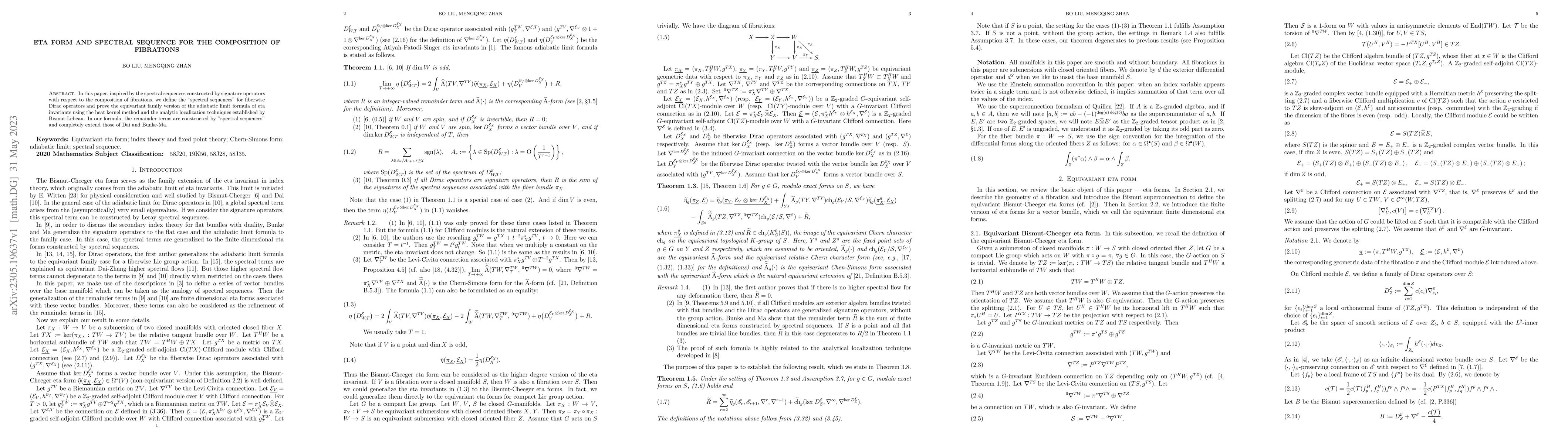 Thumbnail for Eta Form and Spectral Sequence for the Composition of Fibrations