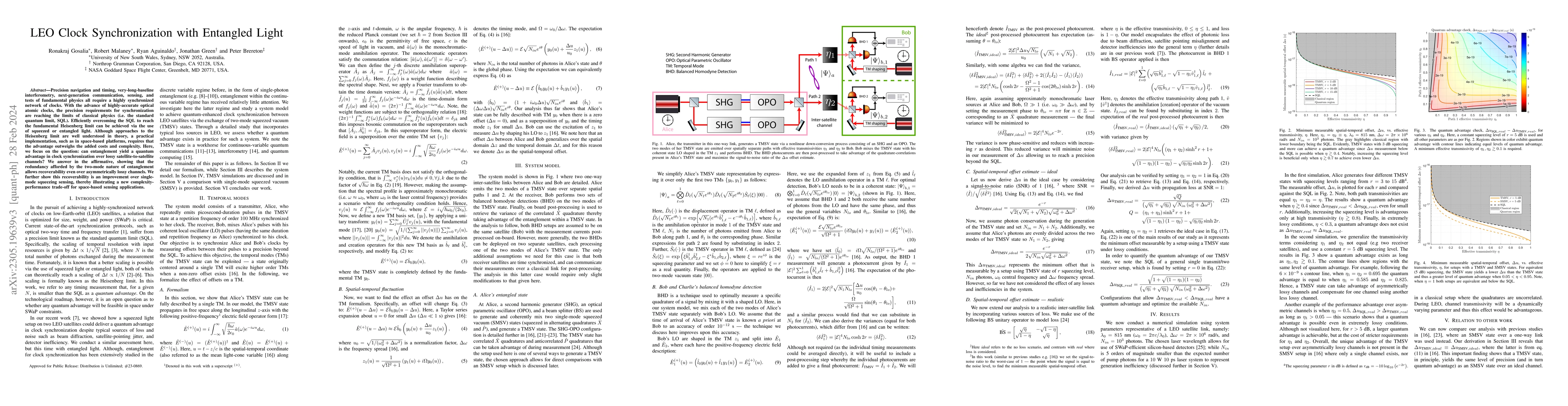 Thumbnail for LEO Clock Synchronization with Entangled Light