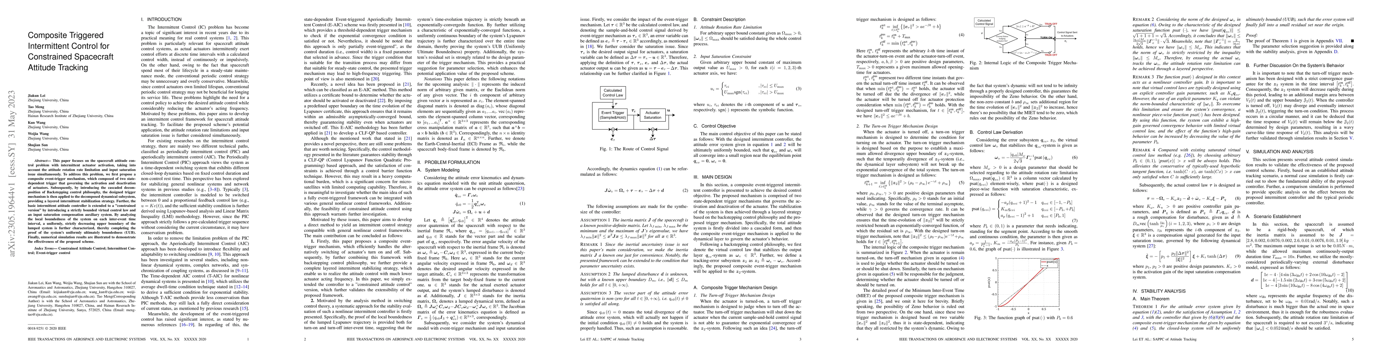 Thumbnail for Composite Triggered Intermittent Control for Constrained Spacecraft
  Attitude Tracking
