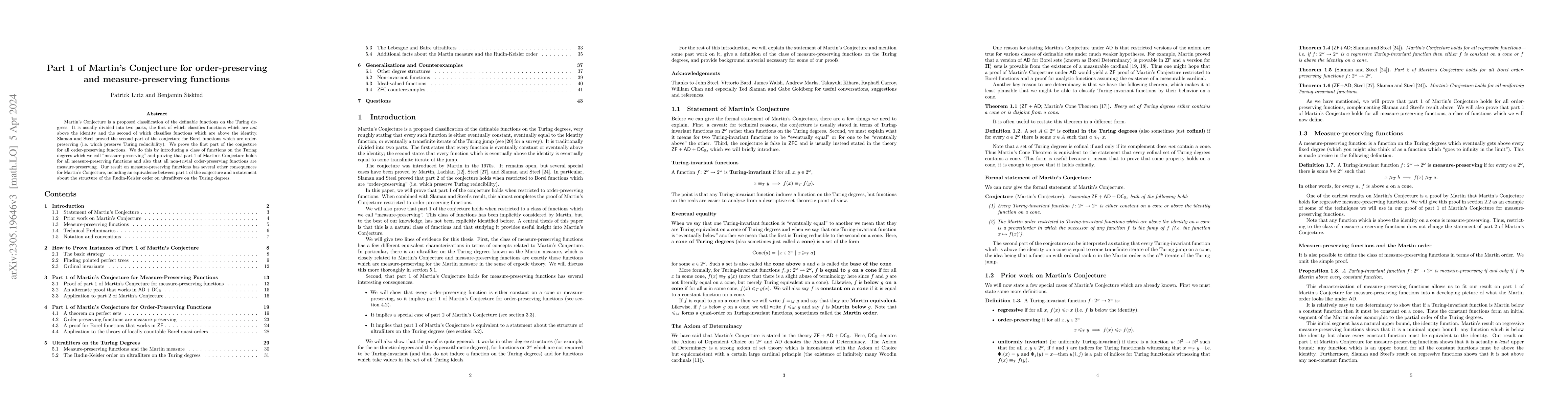 Thumbnail for Part 1 of Martin's Conjecture for order-preserving and
  measure-preserving functions