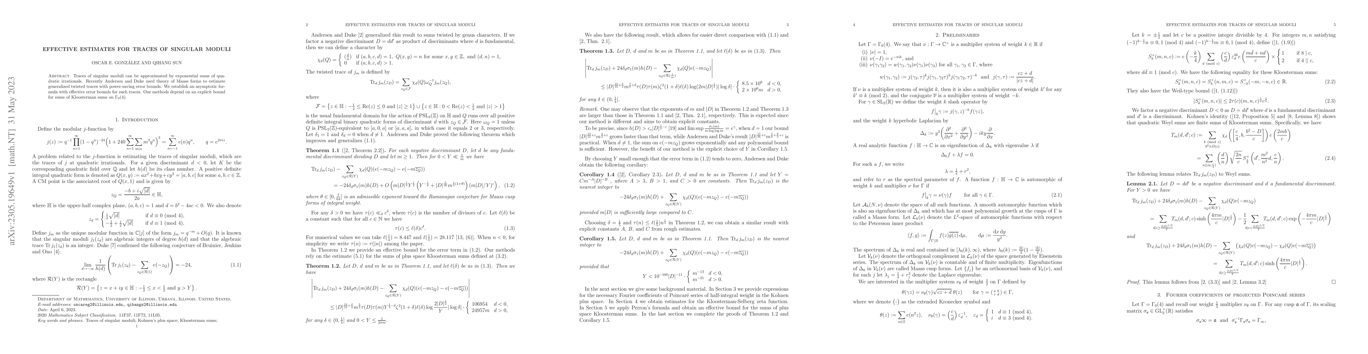 Thumbnail for Effective estimates for traces of singular moduli