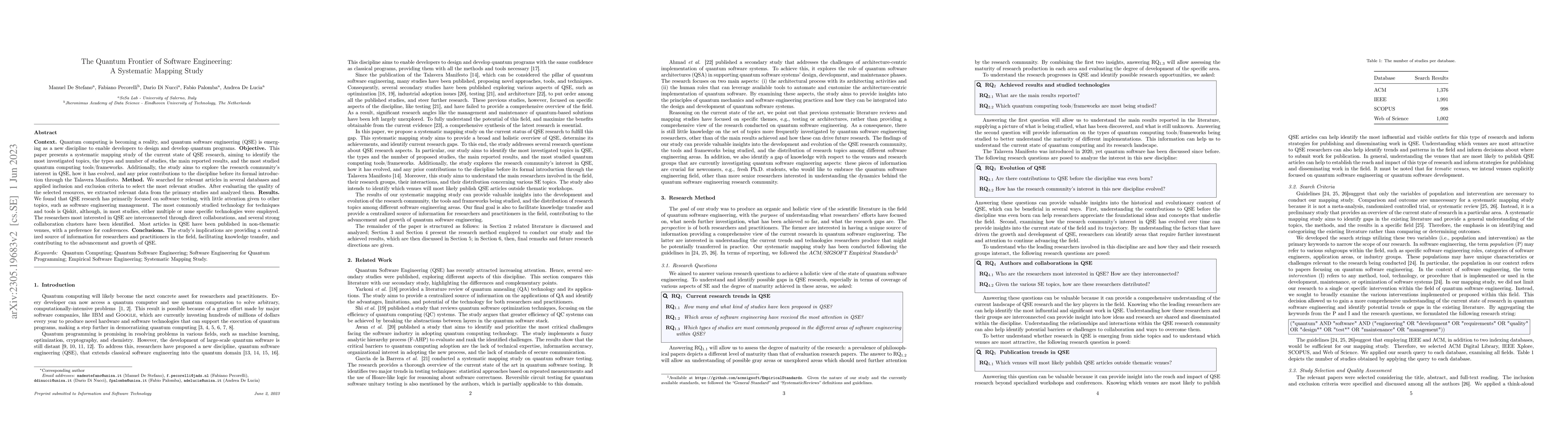 Thumbnail for The Quantum Frontier of Software Engineering: A Systematic Mapping Study