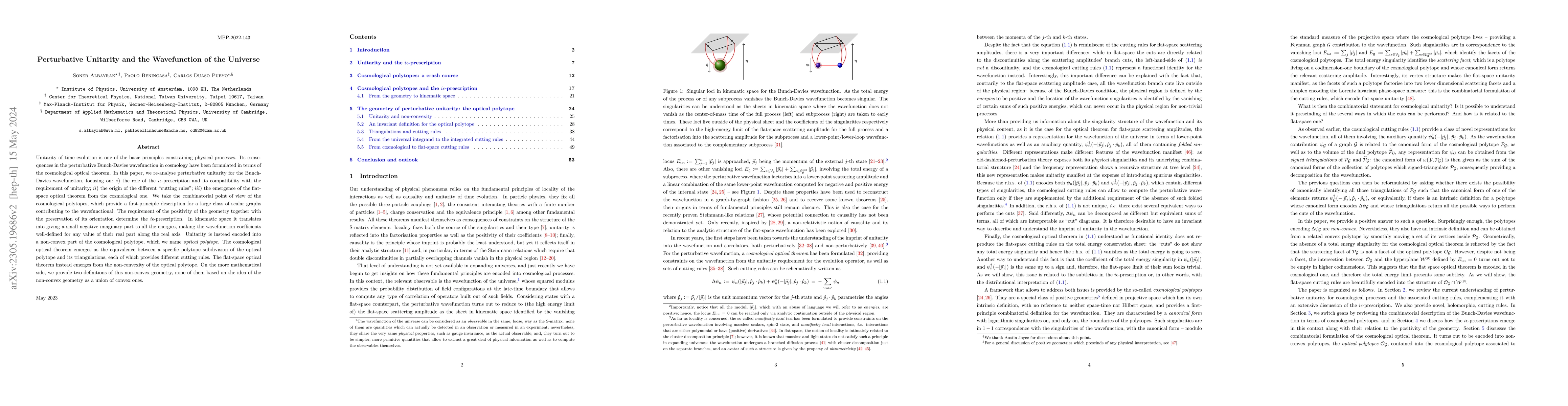 Thumbnail for Perturbative Unitarity and the Wavefunction of the Universe