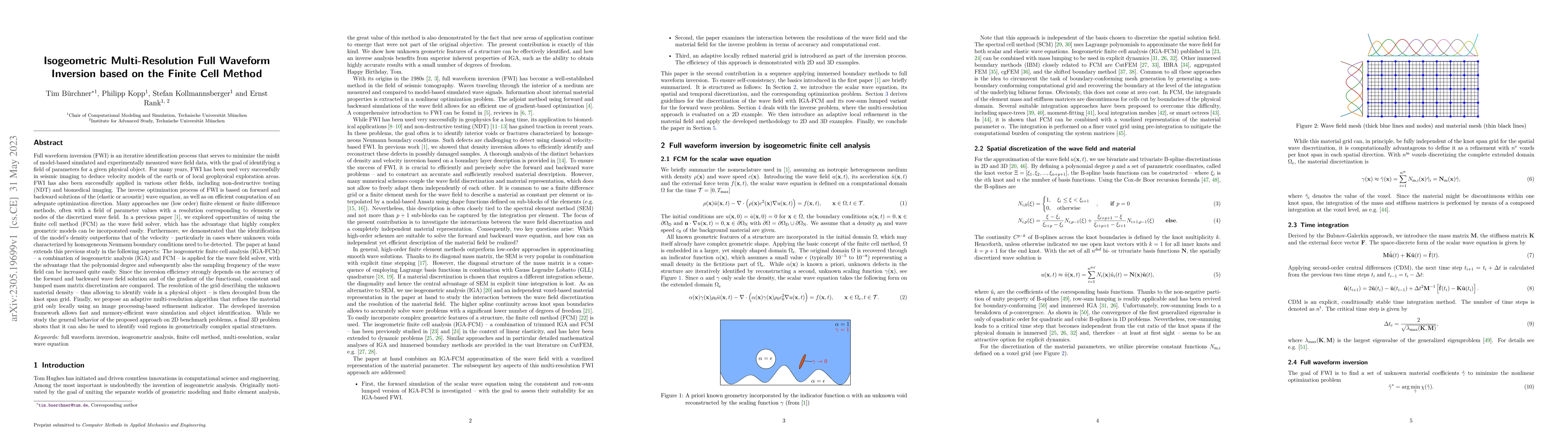 Thumbnail for Isogeometric Multi-Resolution Full Waveform Inversion based on the
  Finite Cell Method