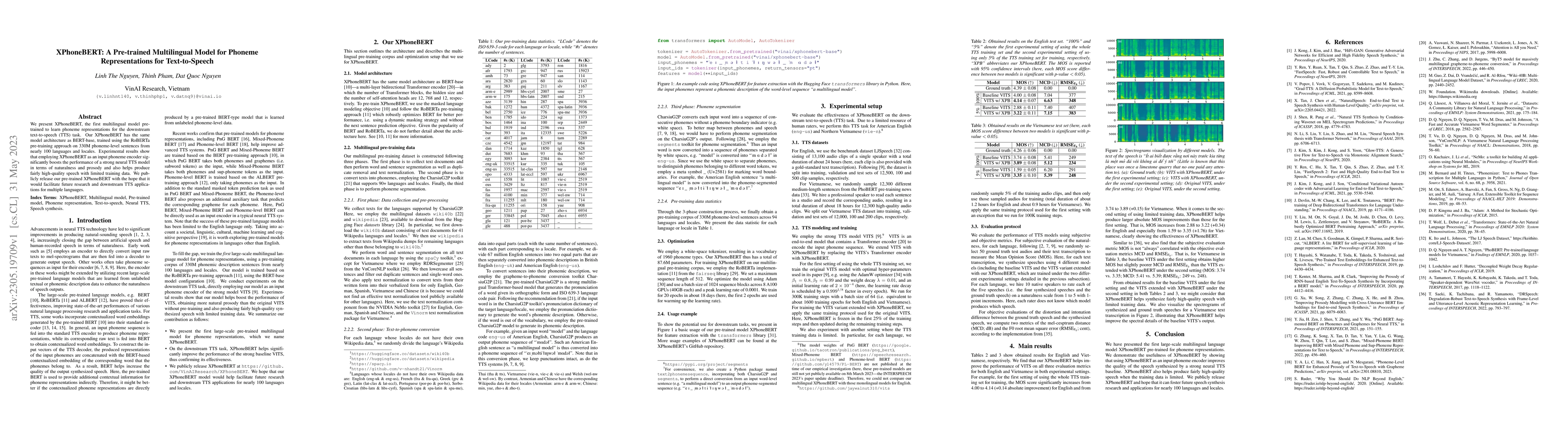 Thumbnail for XPhoneBERT: A Pre-trained Multilingual Model for Phoneme Representations
  for Text-to-Speech