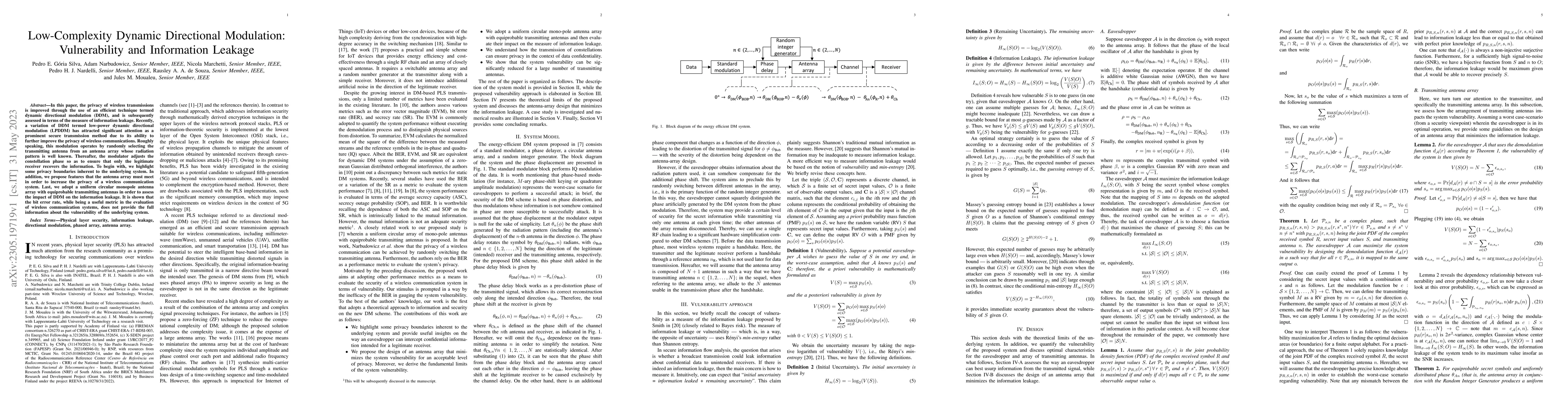 Thumbnail for Low-Complexity Dynamic Directional Modulation: Vulnerability and
  Information Leakage