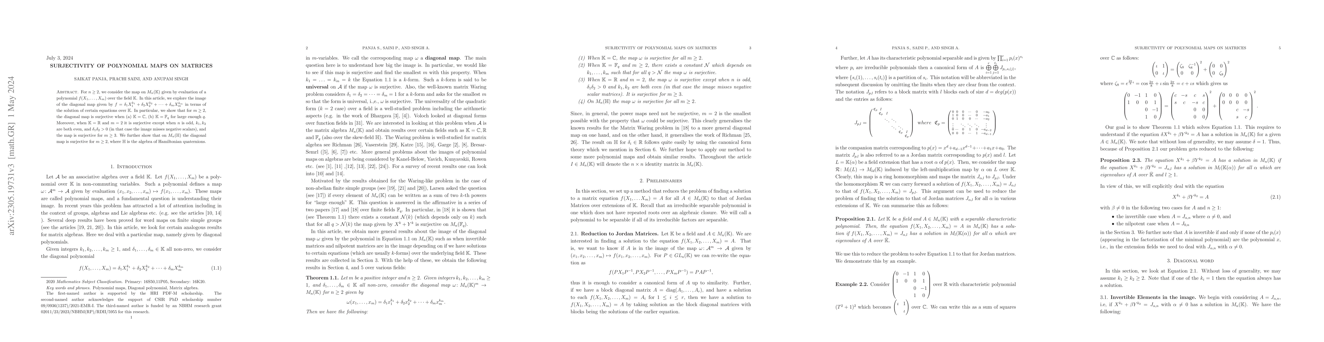 Thumbnail for Surjectivity of polynomial maps on Matrices