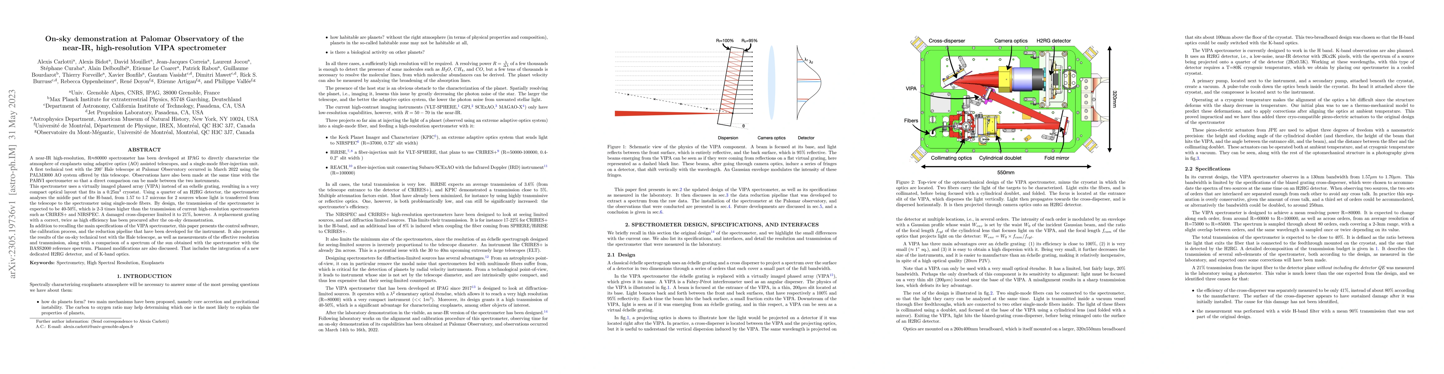Thumbnail for On-sky demonstration at Palomar Observatory of the near-IR,
  high-resolution VIPA spectrometer