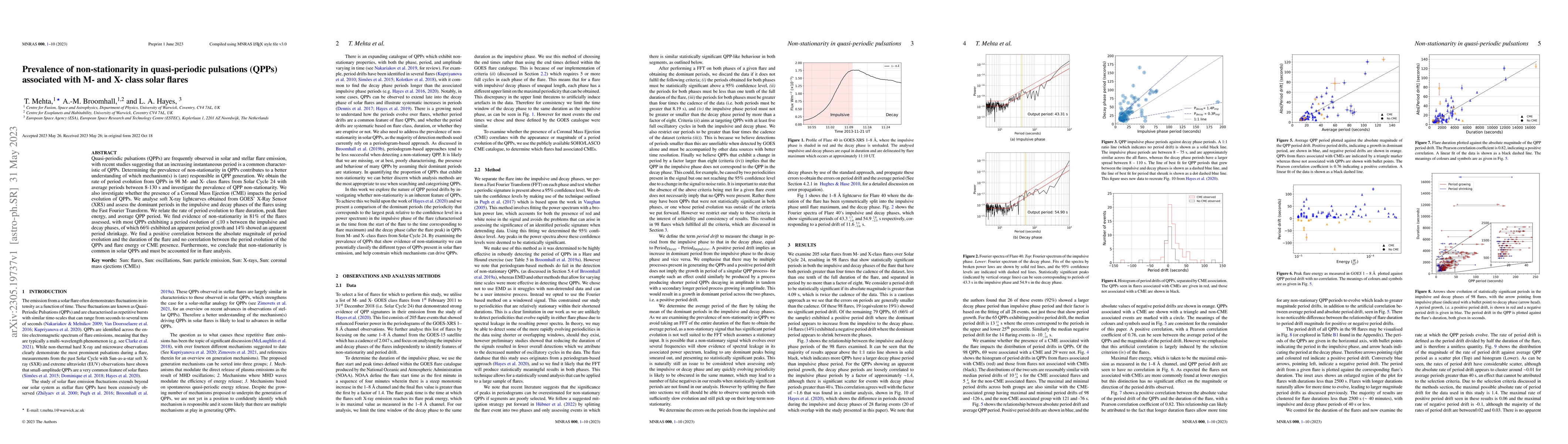 Thumbnail for Prevalence of non-stationarity in quasi-periodic pulsations (QPPs)
  associated with M- and X-class solar flares