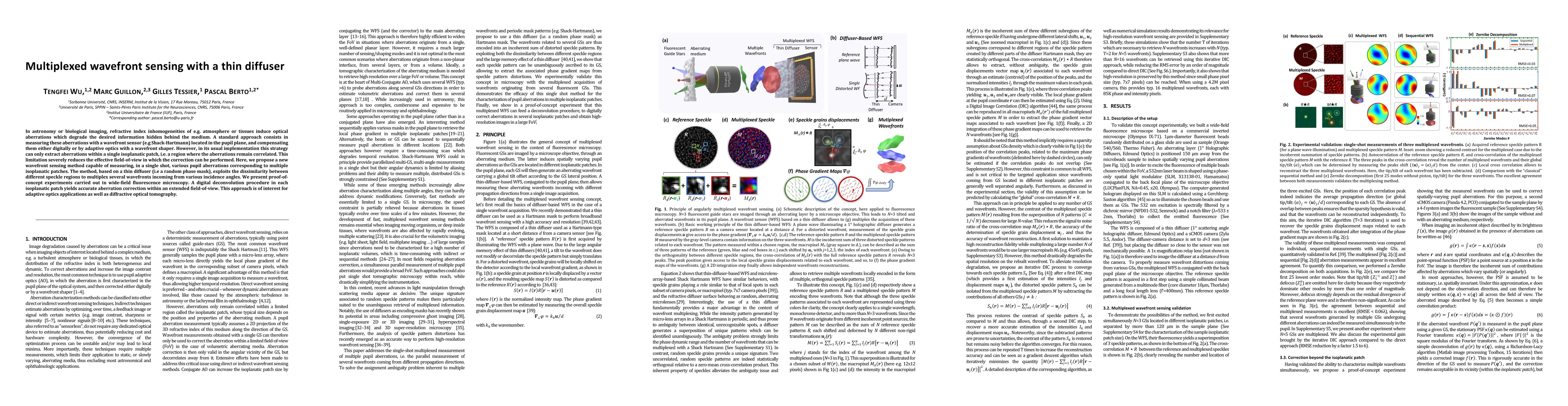Thumbnail for Multiplexed wavefront sensing with a thin diffuser