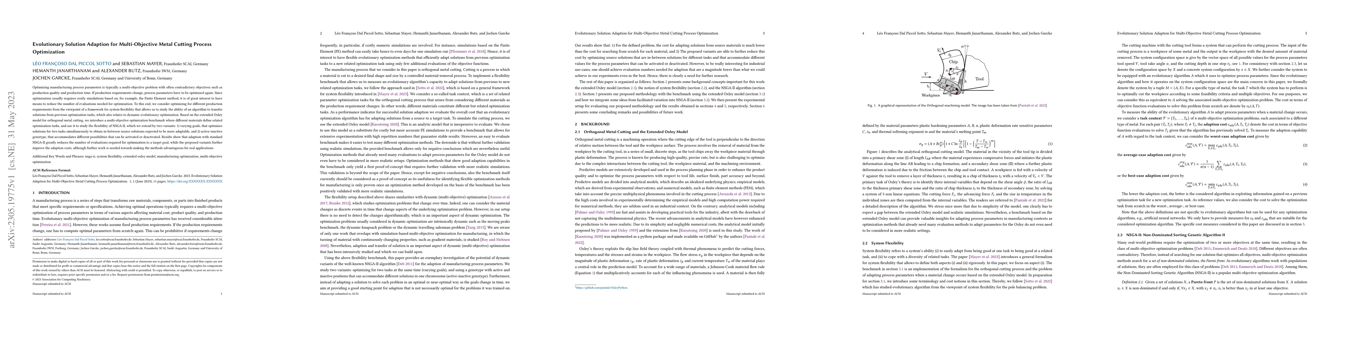 Thumbnail for Evolutionary Solution Adaption for Multi-Objective Metal Cutting Process
  Optimization