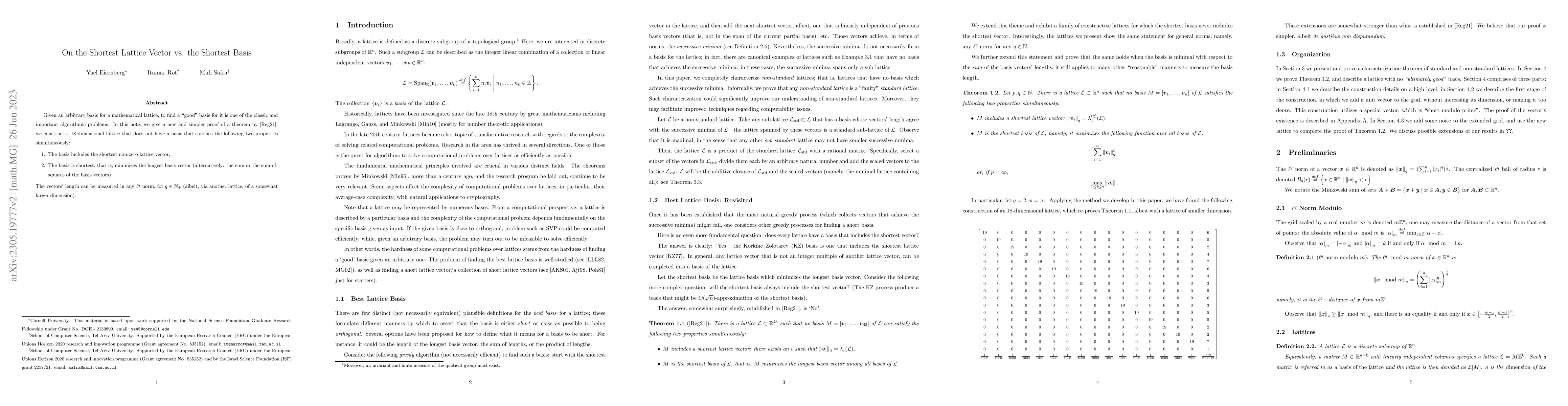 Thumbnail for On the Shortest Lattice Vector vs. the Shortest Basis